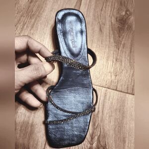 Jeffrey Campbell Sparkly Rhinestone   Kitten Heel Shoes Blue Size 6.5